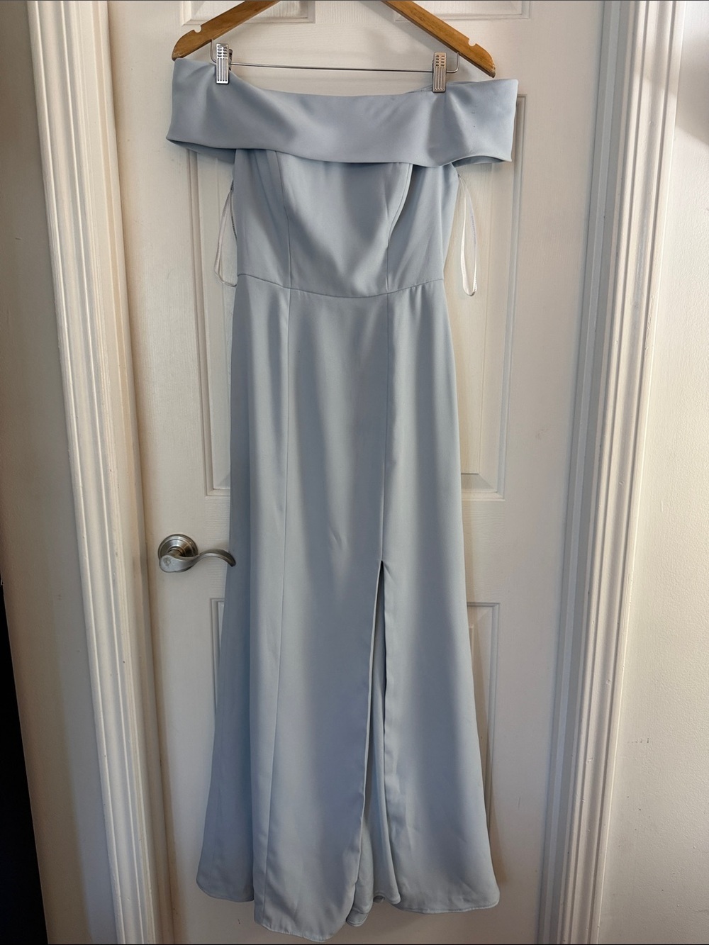 Dessy Collection Strapless Light Blue off the shoulder Evening Gown sz 2